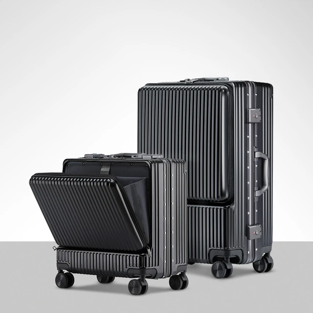 Koffer mit Front öffnung für Männer und Frauen gepäck 20-Zoll-Koffer mit  leiser Boarding-Kabine auf Rädern, starker und langlebiger Aluminium rahmen