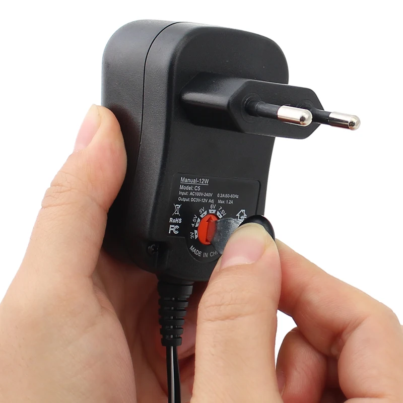 a 12V, DC 3V, 5V, 6V, 9V, 12V, 1.2A