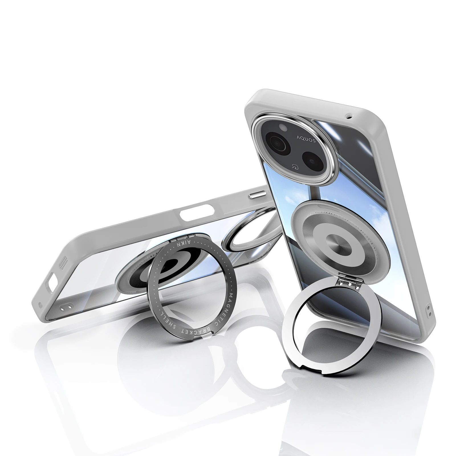 Transparent Phone Case with 360° Rotatable Kickstand, Shockproof Minimalist Protective Cover