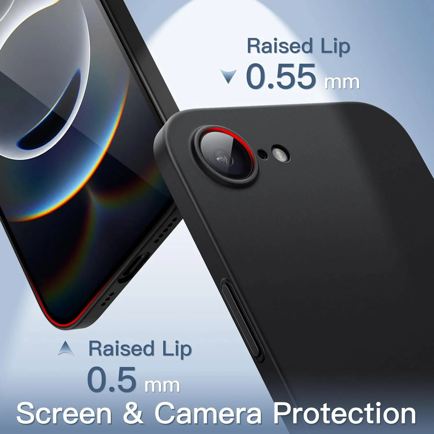 Elegant Matte Black Ultra Slim Phone Case with Full Camera Lens Protection