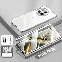 360 Full Protective Case with Double-Sided Magnetic Adsorption and Tempered Glass Cover for OnePlus ACE3Pro (Silver)