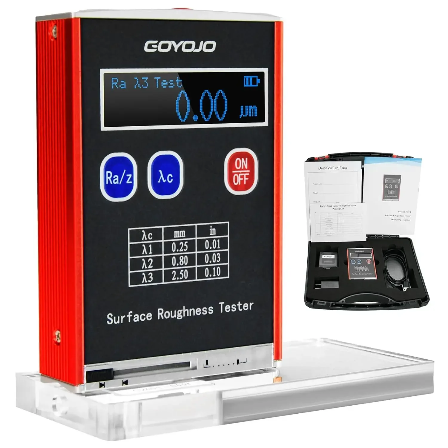 Surface Roughness Tester Meter High Accuracy 0.01&mu;m Profilometer Gauge 4 Testing Parameters Ra/Rq 0.05~15.0&mu;m Rz/Rt 0.1~50.0&mu;m