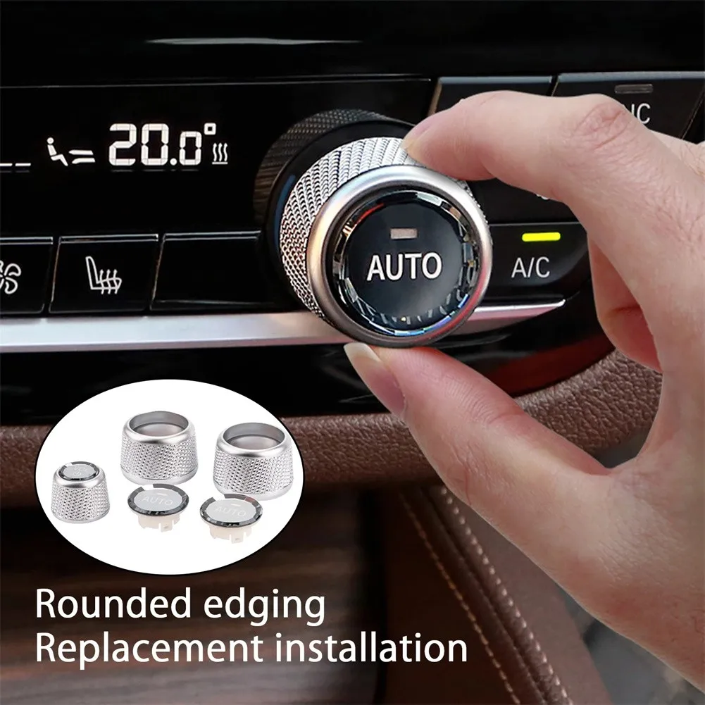 

For BMW 16-21 Volume Button Knob For BMW G02 G01 G30 G12 Silver 3pcs / Set ABS+crystal AC Climate Center Control Crystal Durable