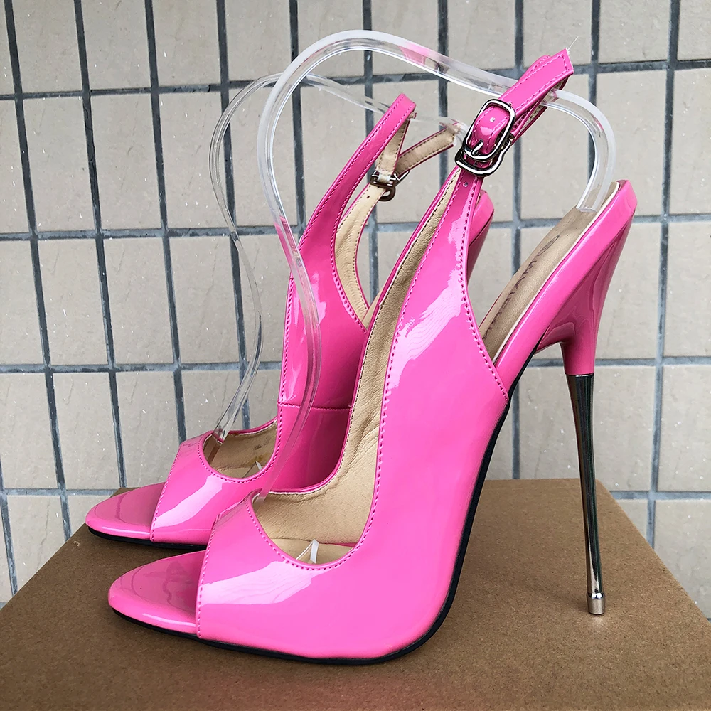 

16cm Extreme Thin High Heels Women Rose Sandals Sexy Pumps Peep Toe Cross Dresser Man Fetish Model Club Party Unisex Shoes