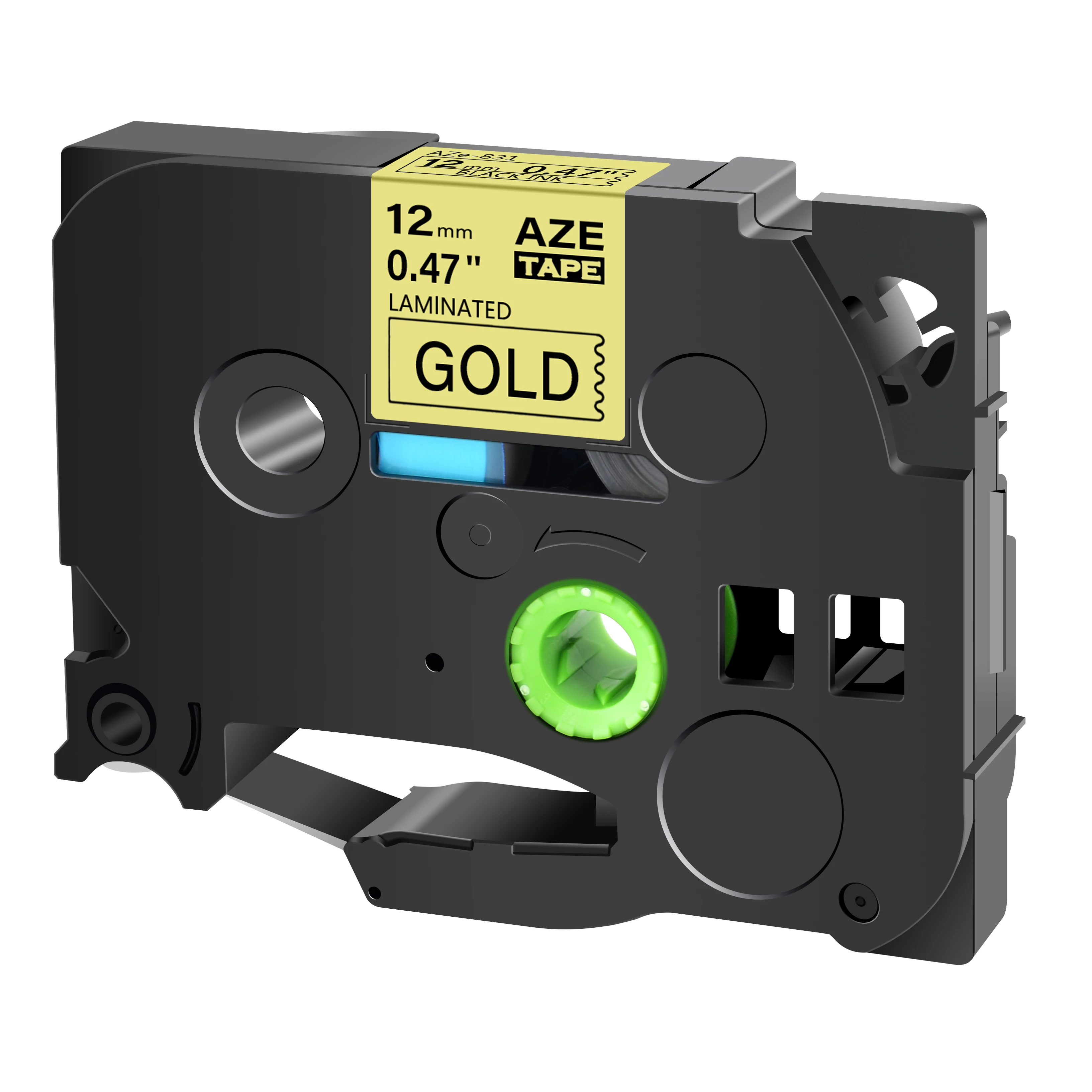 Versatile Black on White Labeling Tape for P-Touch Label Makers, 12mm Width