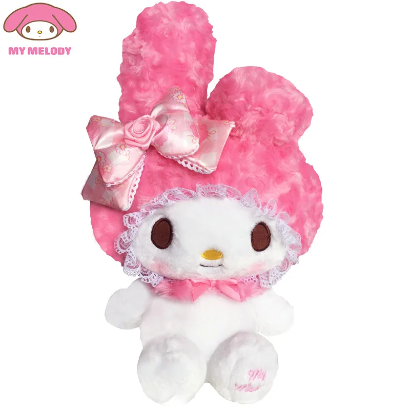 Cute Sanrio Rose My Melody Plush Doll Kawaii Hello Kitty Pink Series Girls Doll Throw Pillow Children's Toy Bedroom Decoration