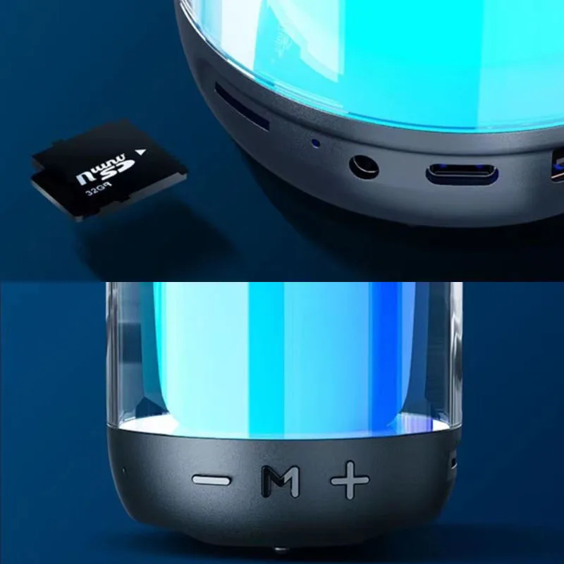 RGB Night Light Wireless Bluetooth Speaker Atmosphere Lamps Dual Speakers Overweight Bass Dolby Sound Support TF Card TWS