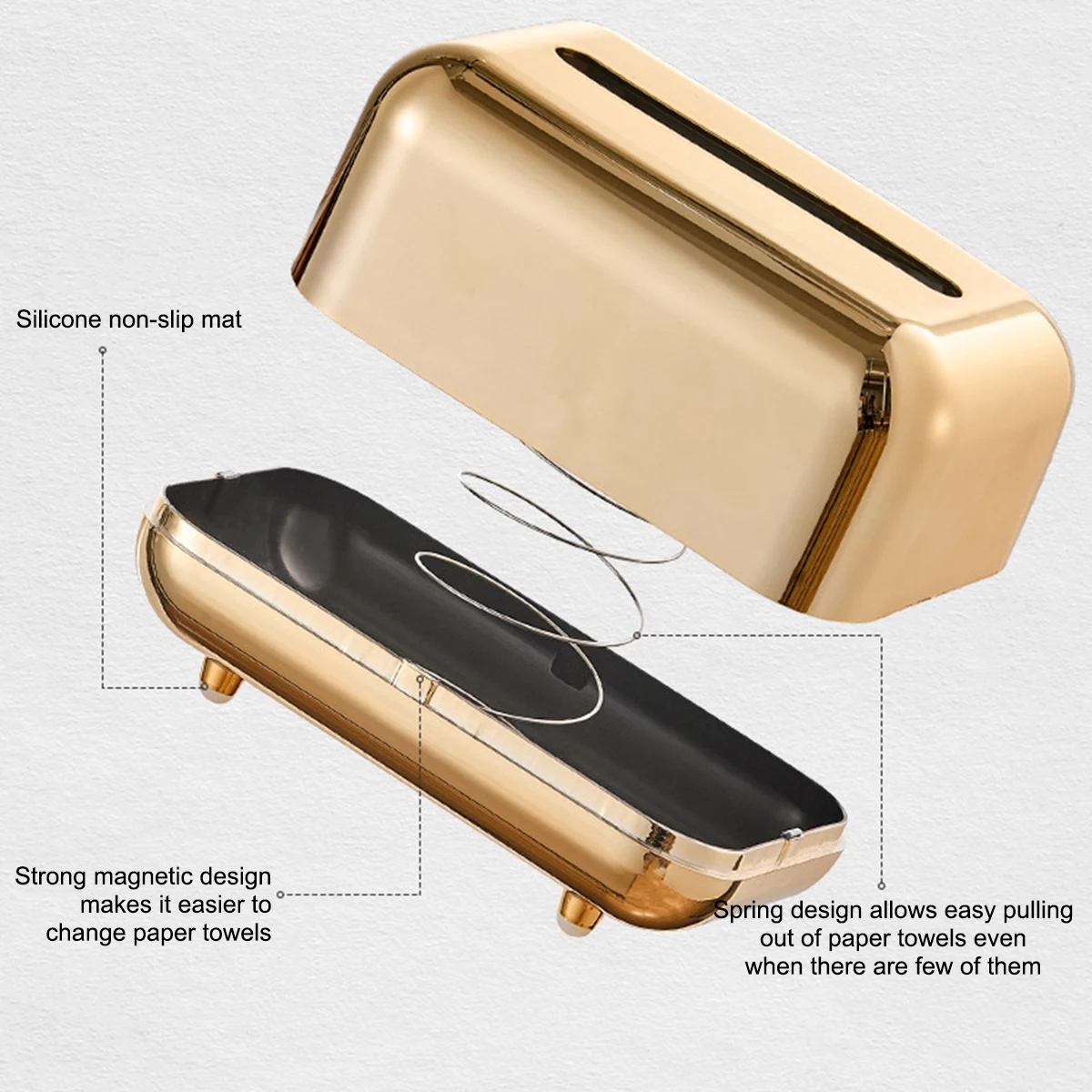 Luxury Gold Tissue Boxes Paper Napkin Holder Desk Tissue Case Craft Organizer Kitchen Tissue Box 6