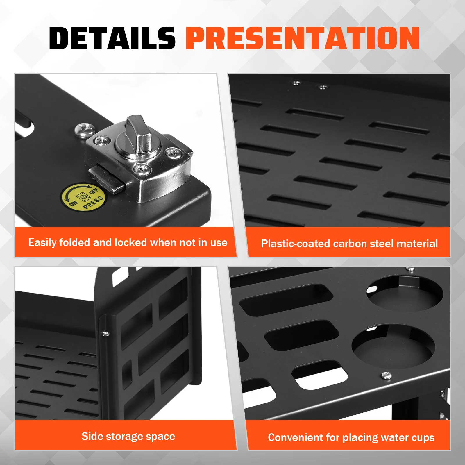 For Ford Bronco Rear Door Folding Workbench Multi-Purpose Auto Picnic Rack Tailgate Storage Rack Car Foldable Storage Table