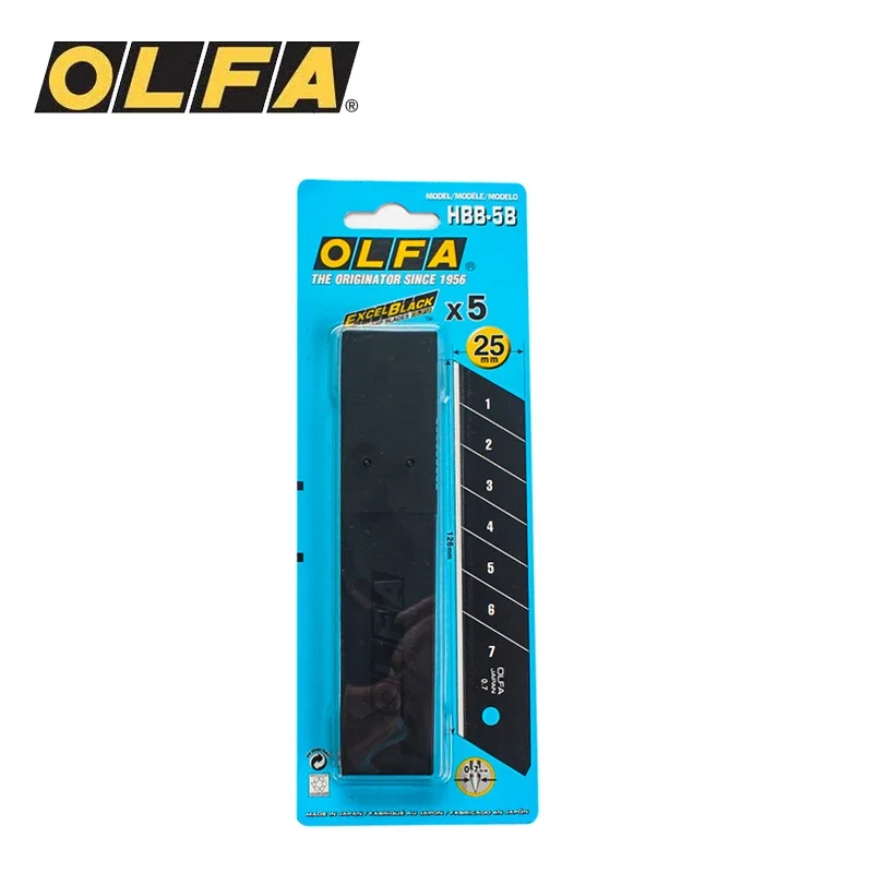 

OLFA HBB-5B 25mm Spare Blades 5pcs Excel Black Ultra Sharp Blade Heavy-Duty Knife Accessories for XH-1 H-1 NH-1 196B Cutters