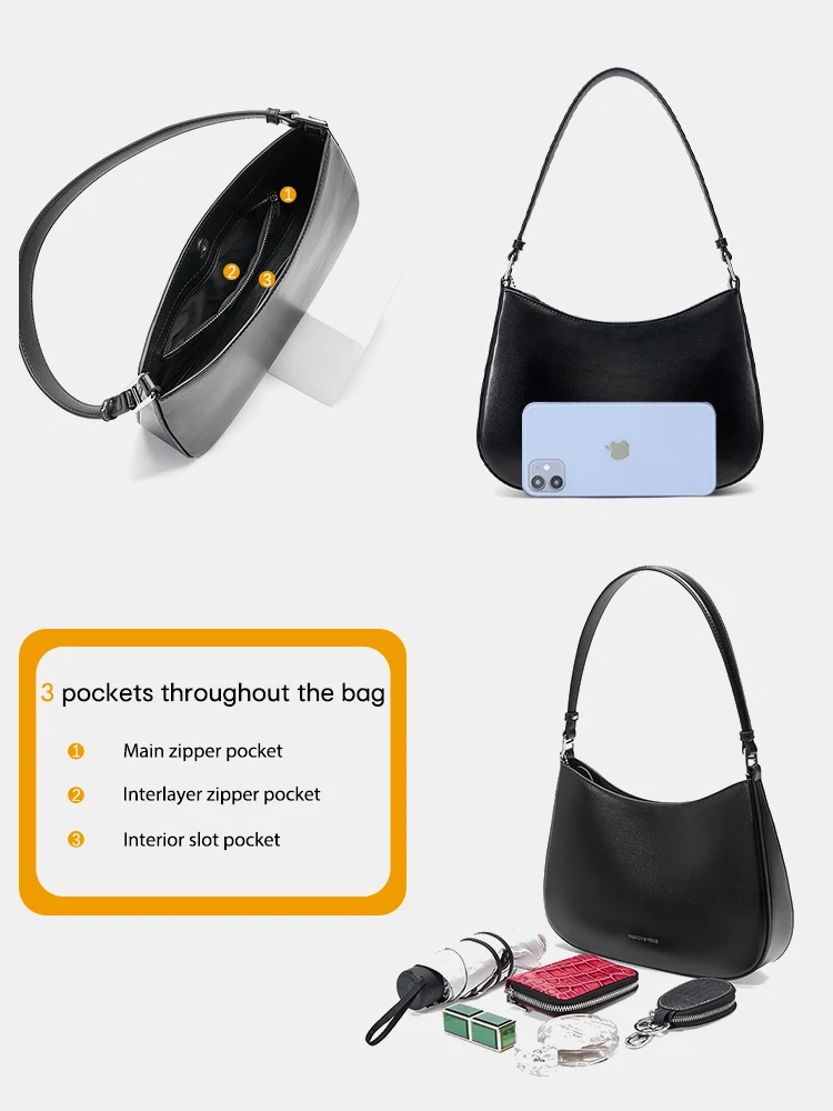 حقيبة تحت الإبط من الجلد للفتيات ، حقيبة يد مصممة...