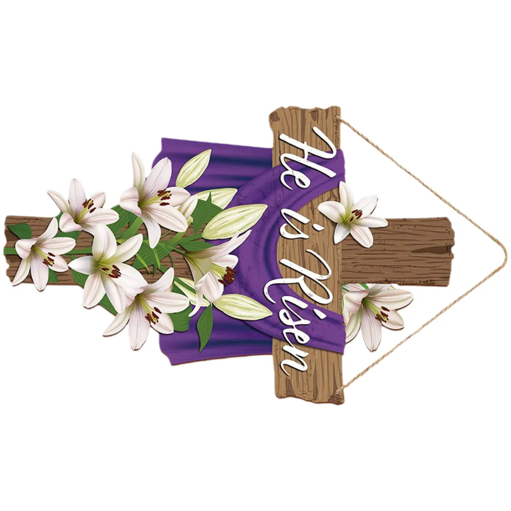 

Religious Easter Hanging Decoration Wall Wooden Sign Outdoor Indoor Spring Decor