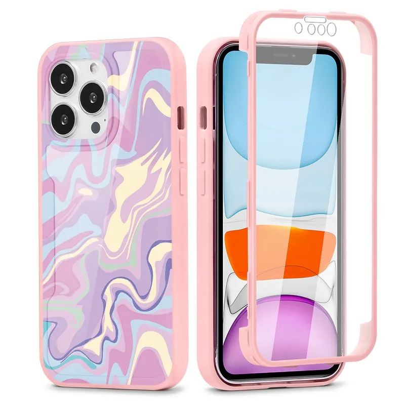 360 Full Body Cover For Samsung Galaxy A72 A52 Quantum2 A32 A22 A21S A12 Nacho A02 A02S S21 FE Ultra Plus Shockproof Marble Case kawaii samsung phone cases