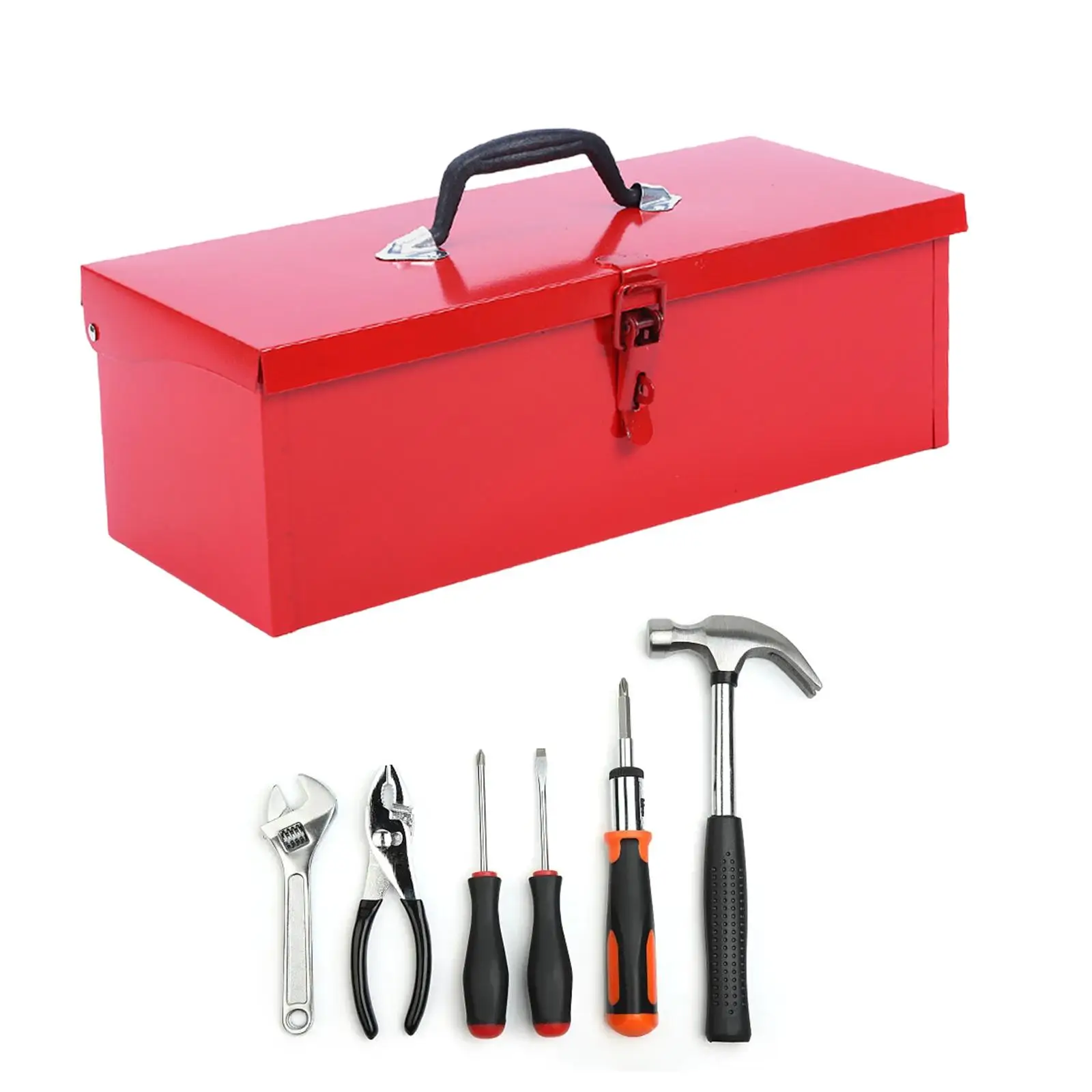 Iron Tool Box Ergonomic Handle Easy Access Container Tool Chest Hardware Storage Hand Tool Case Portable for Electrician Garages