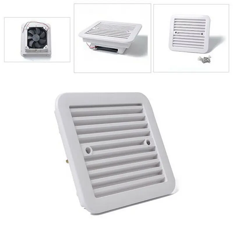 1 Set 12V/24V Air Vent Ventilation Blade Fan Exhaust Fan Plastic Cooling Waterproof Rv Trailer Caravan Side White