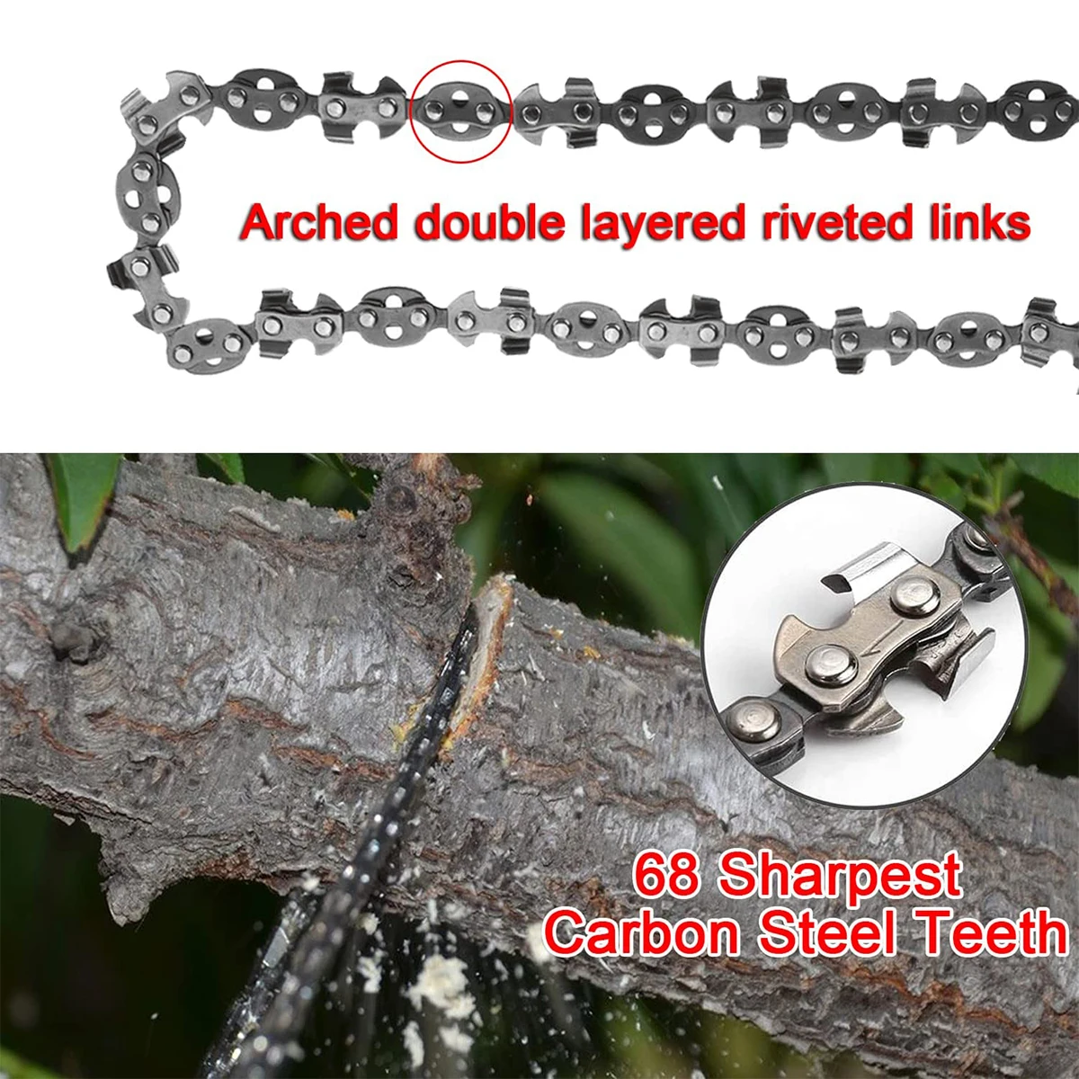 53 Inch Hand Rope Chain Saw 68 Teeth Folding Pocket Rope Chainsaw Tree Cutting Tool for Gardening Camping Outdoor Survive Tool 2