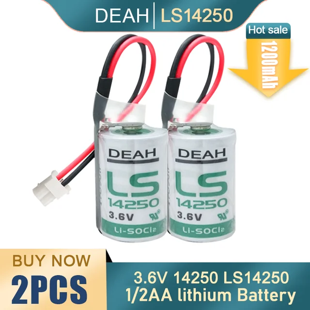 Lot DE 2 Piles Lithium 3.6V 1/2AA ER14250 1200mAh LS ER 14250