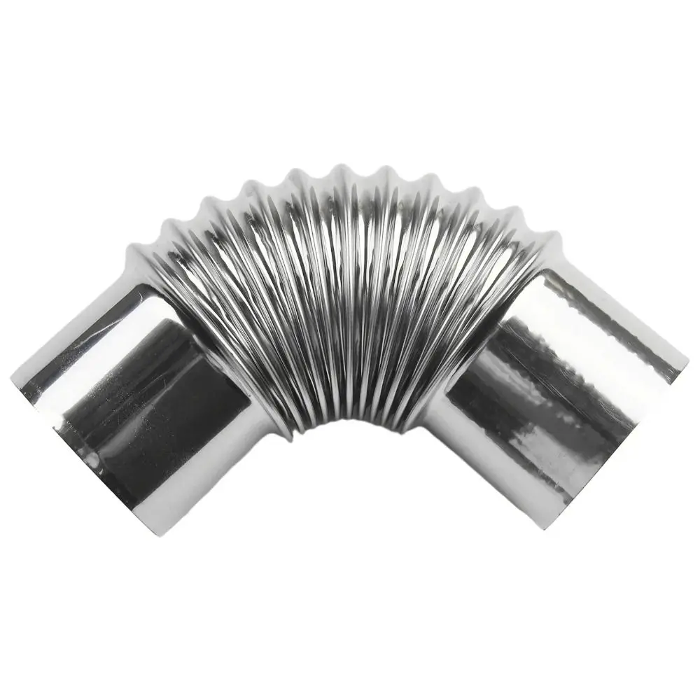Stainless Steel Tube Steel Pipe Flexible Exhaust Pipe 1Pcs Exhaust Pipe Vents Flue Pipe Elbow Gas Water Heater Chimney Liner Bend Flue Stove Tube 50/60/70/80/90/100mm Stainless Steel
