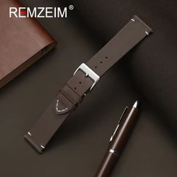Luxurious Genuine Leather Quick Release Watchband - Casual Cowhide Bracelet - 22mm (Dark Brown)