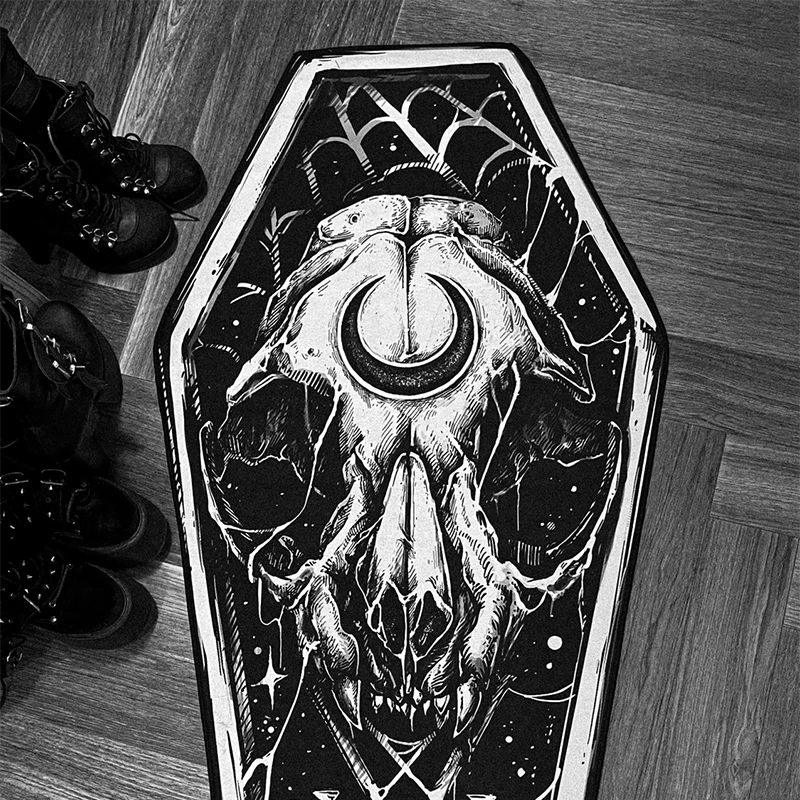 Gothic Coffin Rug Living Room Bedroom Home Decoration Carpet Punk Street Style Floor Mat Bedside Area Rugs Entrance Doormat
