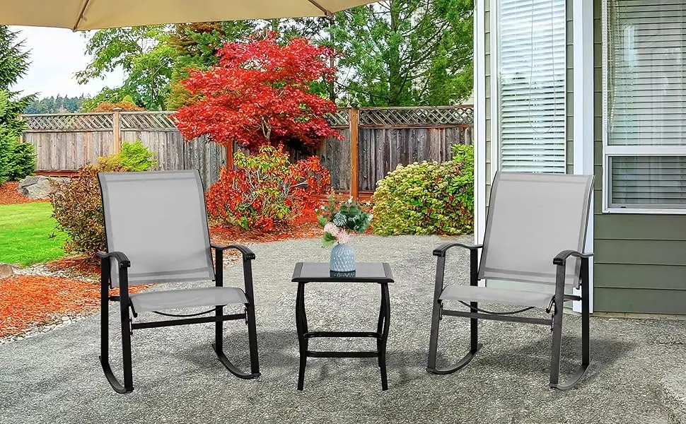 3 Piece Outdoor Rocking Bistro Set