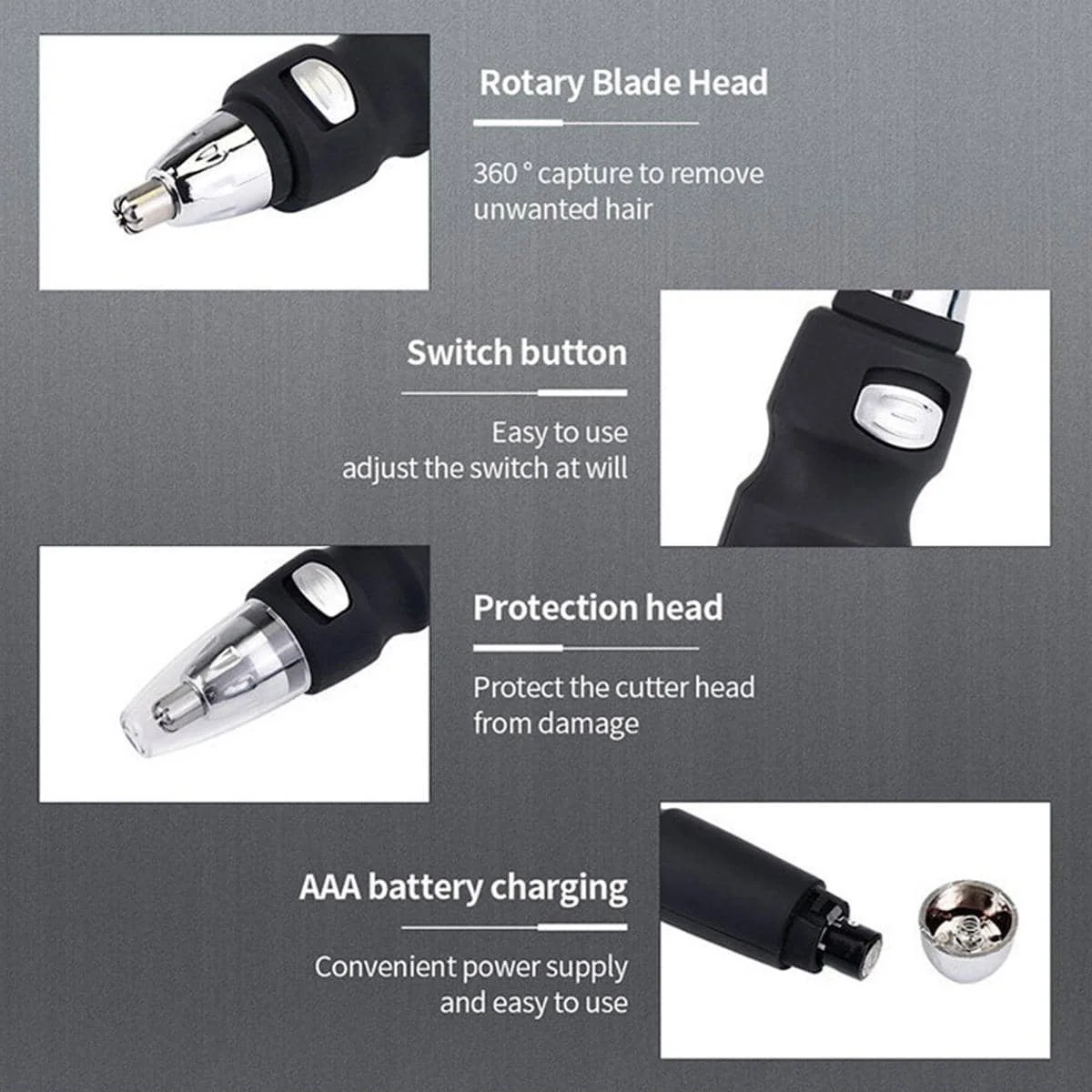 ABS Electric Trimmer Battery Powered Type Black Eyebrow Shaver Nose Hair Trimmers