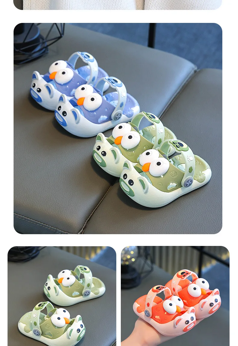 Weiche Hausschuhe mit Kopfbedeckung, rutschfeste Cartoon-Clogs für Jungen und Mädchen, bequeme Sommersandalen für zu Hause – Detail 17
