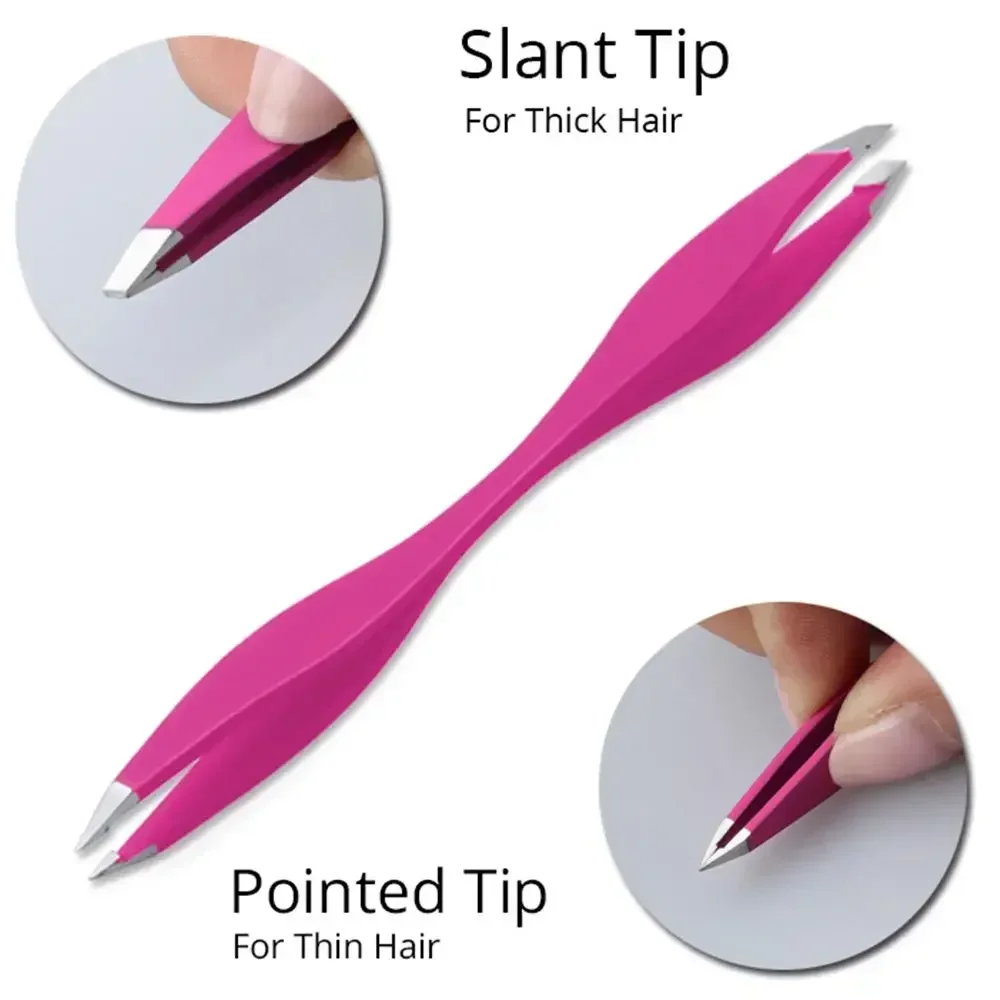 Double Ended Makeup Eyebrow Tweezers Rose Beauty Tools  Anti-static Eyelash Extension Tweezer Pinset For Trim Eyebrows