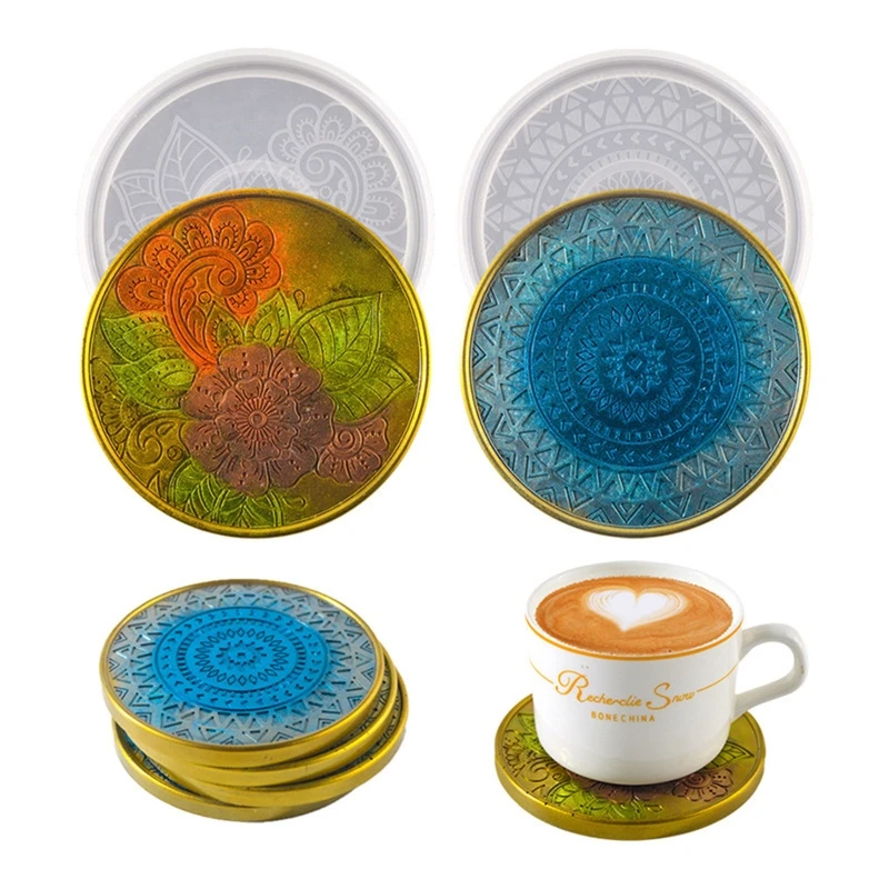 

Patterned Round UV Epoxy Resin Mold Handmade Cup Mat Mug Pad Silicone Mould DIY Crafts Jewelry Home Decorations Casting
