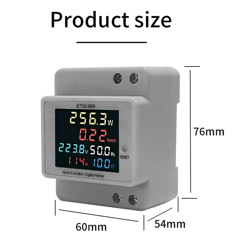 Intelligent Electricity Meter 220V Voltage Current Power Frequency Factor Meter Rail Type Meters