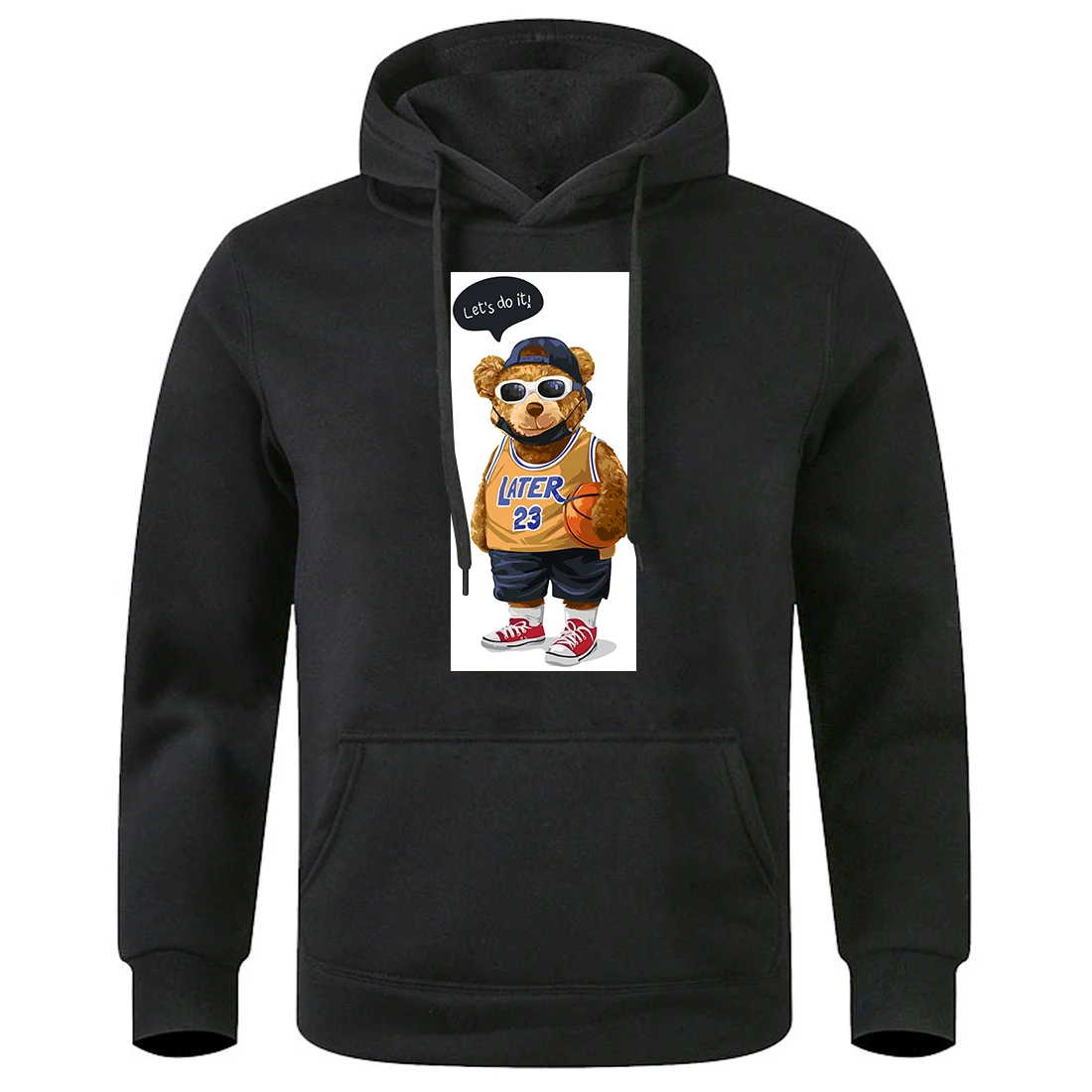 

Teddy Bears Who Love Playing Basketball Hoodies Men Loose Oversized Hoodie Winter Warm Fleece Hooded Fashion Sports Tracksuit