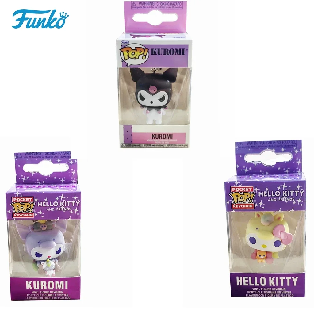 Nuovo Funko Pop Hello Kitty And Friends Kuromi Pocket Pop Portachiavi Kuromi Vinyl Figure Portachiavi Bambole Modello Portachiavi Giocattoli