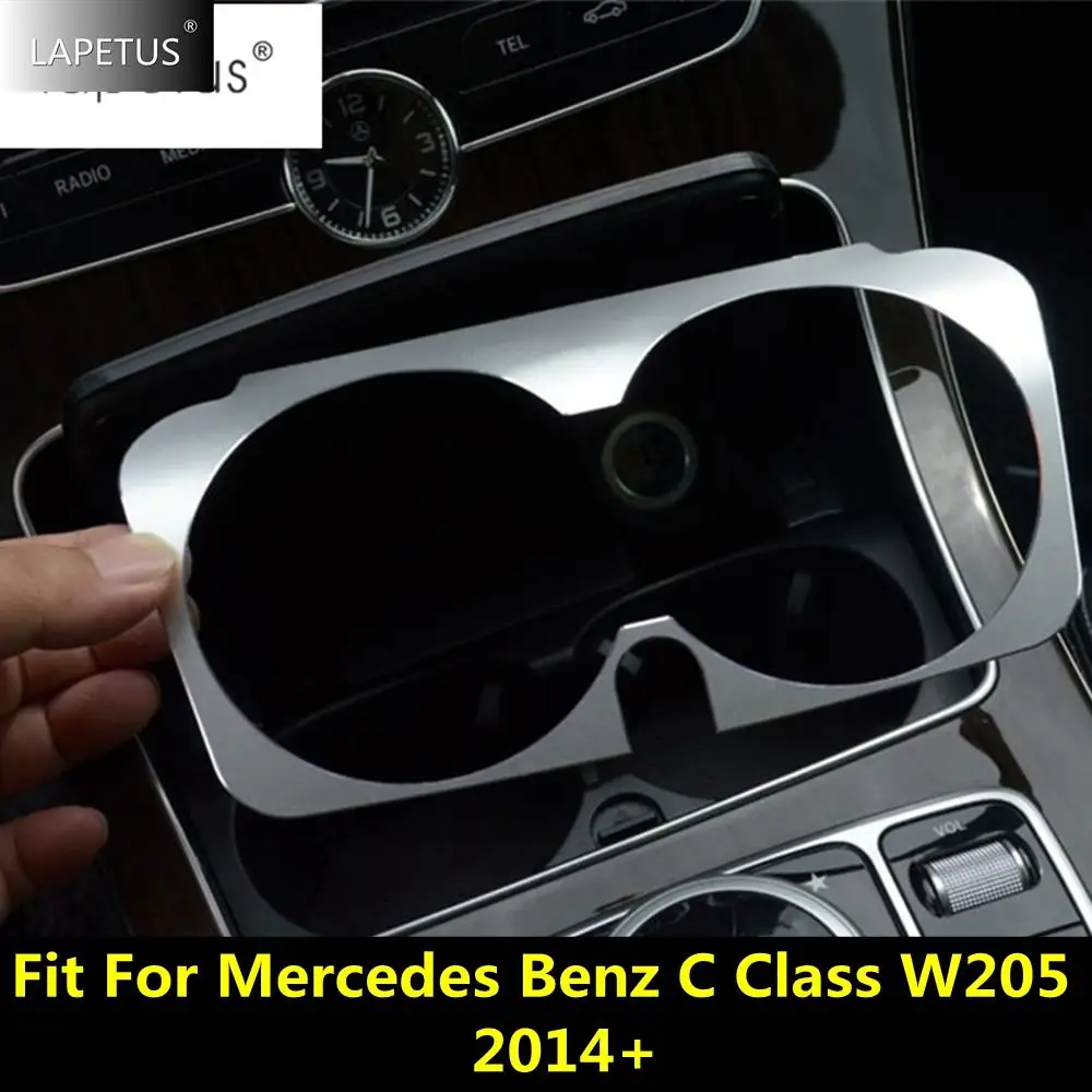 

Car Central Console Water Cup Holder Frame Decor Panel Cover Trim For Mercedes Benz C CLASS W205 2014 - 2020 Metal Accessories