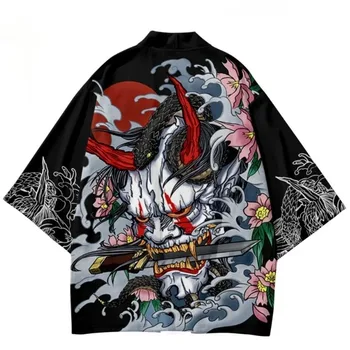 Tradizionale Samurai Kimono Anime Dragon stile coreano grafica Casual top uomo Cardigan giapponese Yukata 2024 abbigliamento estivo 1
