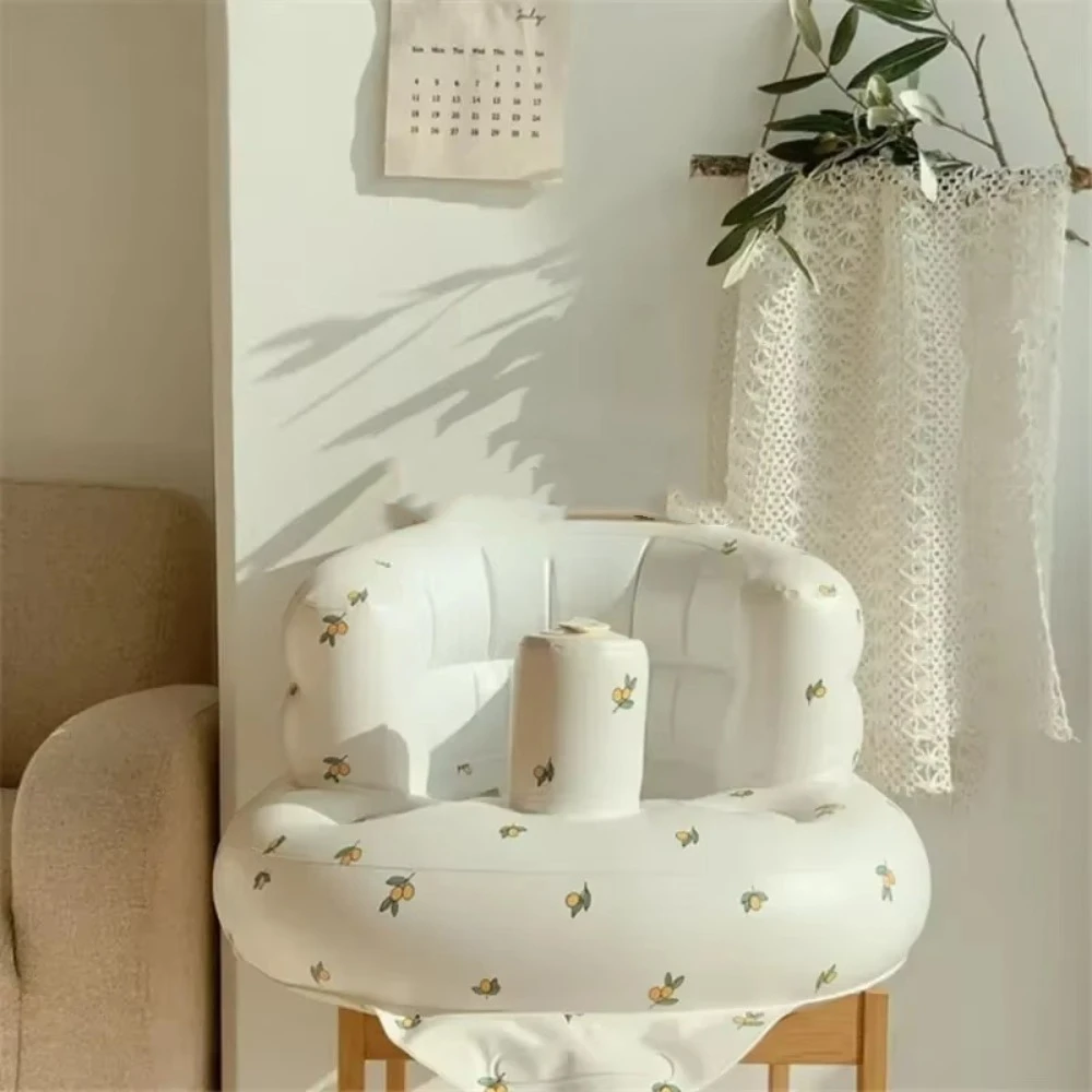 Cute Cartoon Pattern Inflatable Baby Seat Foldable PVC Baby Inflatable Sofa Chair Portable Furniture Children