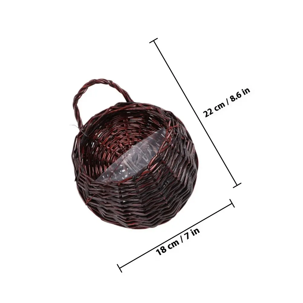 3Pcs 손으로 짠 위커 교수형 바구니 농가 스타일 벽 꽃 바구니 공간 절약 홈 가든을위한 장식 주최자