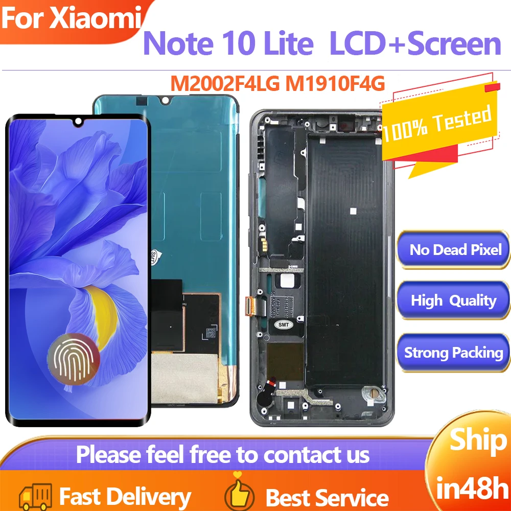 

ЖК-дисплей 6,47 ''для Xiaomi Mi Note 10 Lite M2002F4LG, сменный цифровой сенсорный экран со сканером отпечатков пальцев