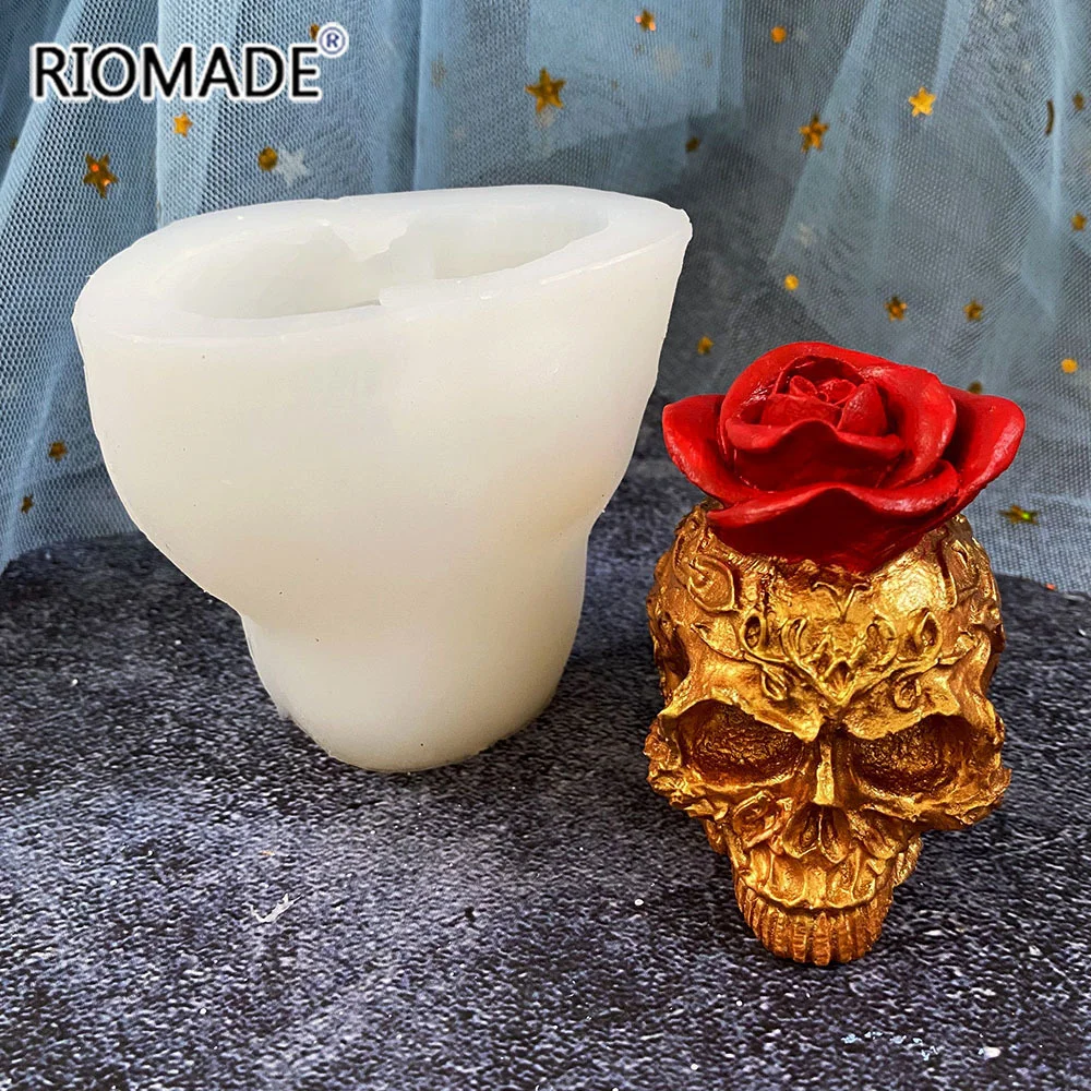 3D Totenkopf Silikonform für Kerzen DIY Schokoladen- und Süßigkeitenherstellung Gips-Ornament-Gießform Halloween Fondant Kuchendekoration Werkzeug – Detail 12