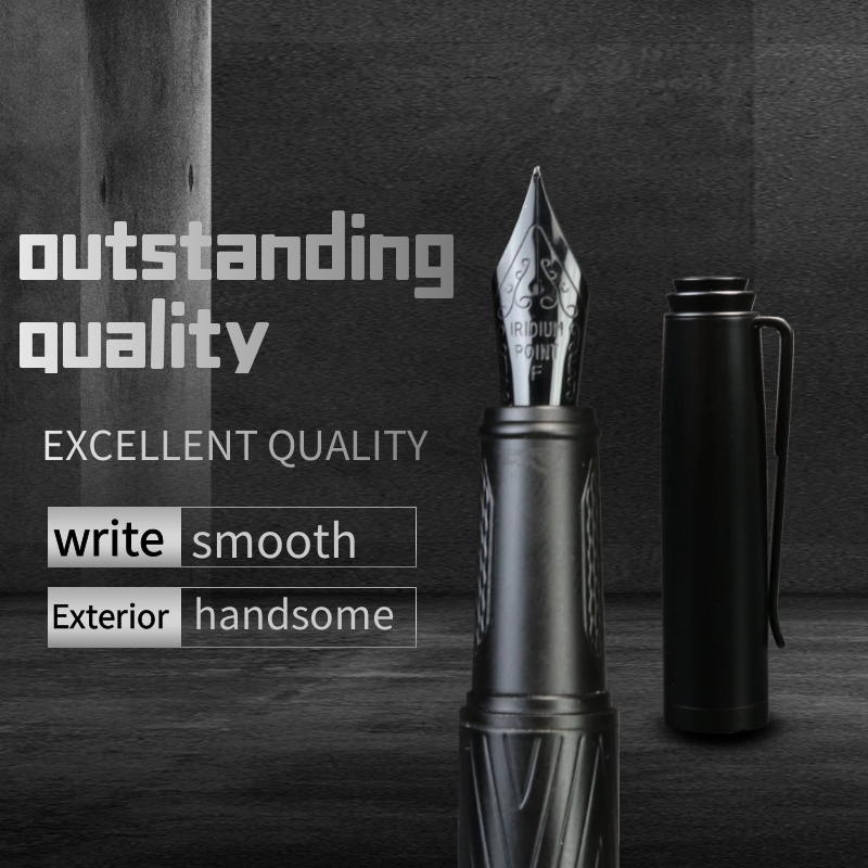 Black samurai High quality fountain pen Black Forest Excellent Titanium Nib Office School Supplies Writing Smooth Ink Pens