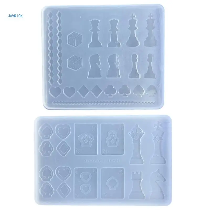 Durable Silicone Mold Chess and Cards Shaped Casting Mold Chess Accessory Making Molds Ornament Moulds for DIY Lover e0bf mold ocean series ornament making moulds set for diy enthusiast