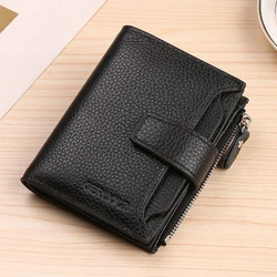 Premium RFID Anti - Theft Genuine Leather Multi - Fold Wallet and Card Holder (Black)