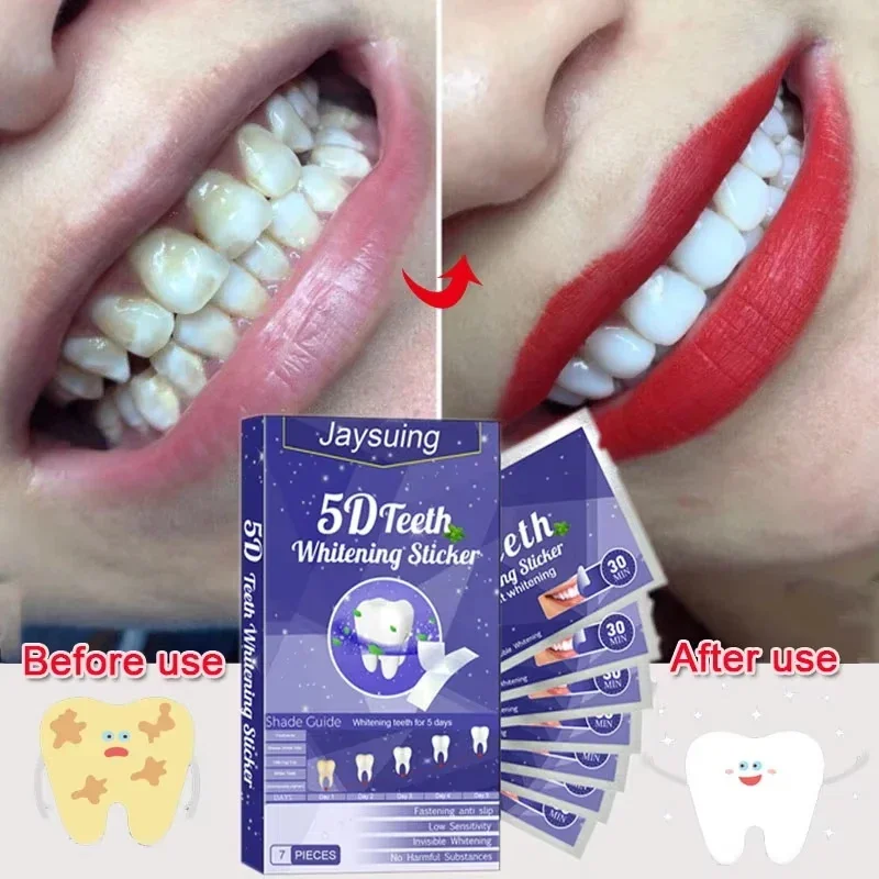 5D Whitening Teeth Stickers Gel Whitening Strips Stain Removal Oral Hygiene Care Strip Dental Bleaching Clean Oral Hygiene Teeth