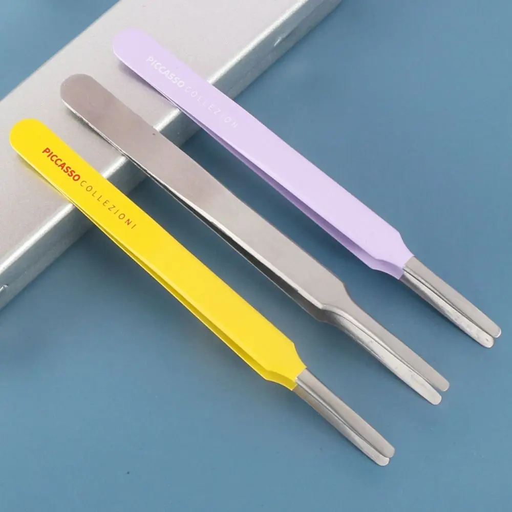 

Multifunctional Round Tip Eyebrow Tweezers Straight Stainless Steel Squeeze Pimple Clip Eyelash Extension Aids