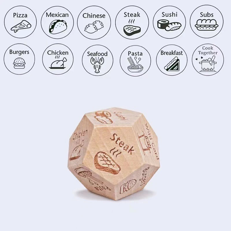 Food Decision Game Daily Life Choice Difficult Game Decision Fun Dice Wooden Birthday Christmas Gift Party 1pcs