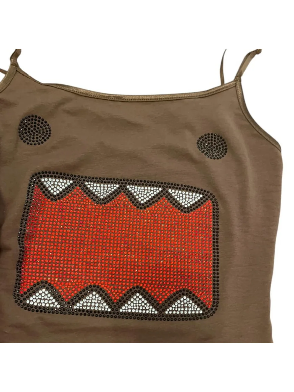 Harajuku style retro rhinestone cartoon short sleeved tank top for