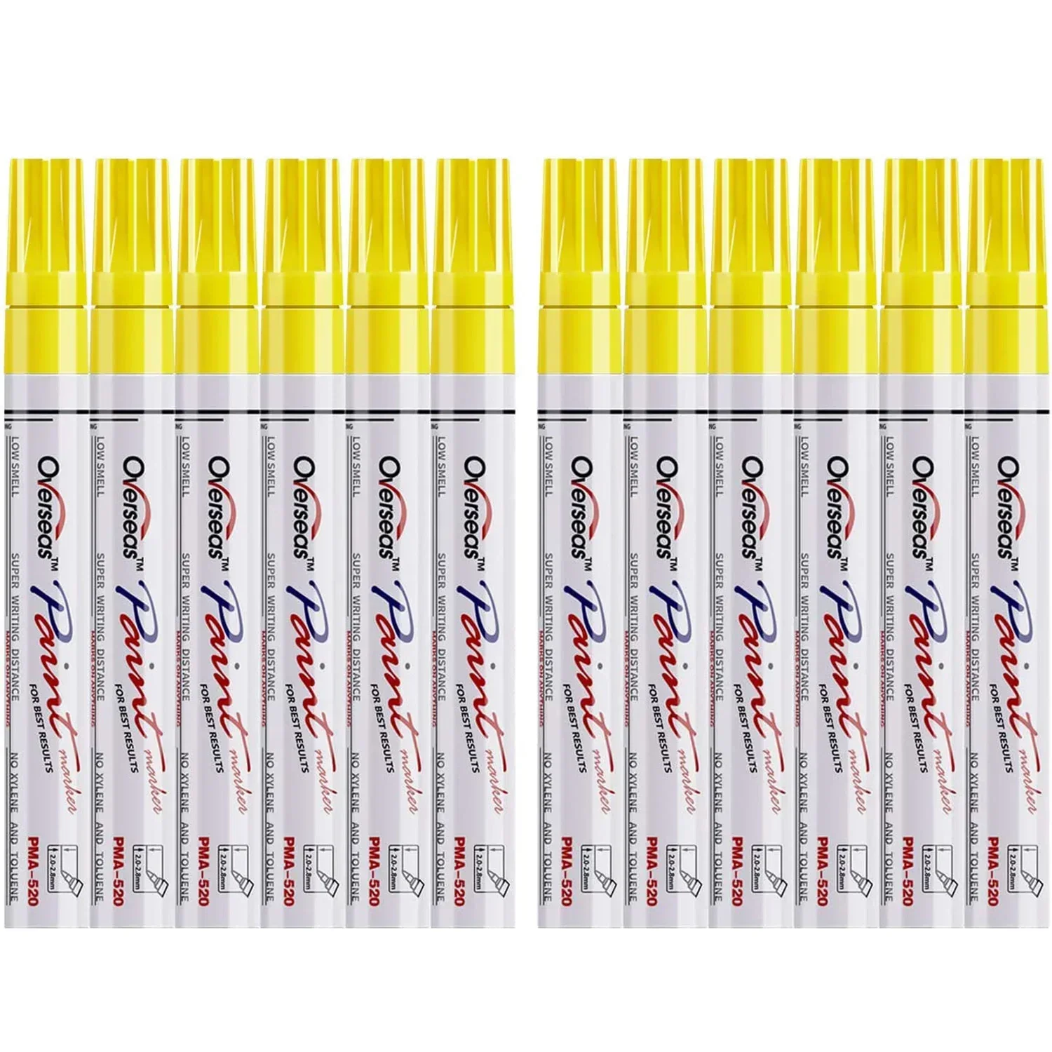 Yellow Paint Markers Pens 12 pcs Permanent Oil Based Paint Pen, 2.0mm Medium Tip, Quick Dry and Waterproof Marker for Rock,Wood