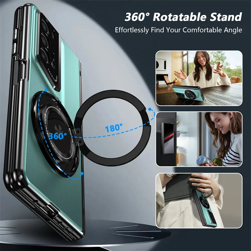 Matte Solid Color Shockproof Phone Case with Holder and Hard Shell Protection