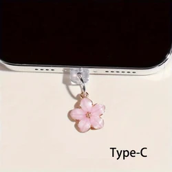 Elegant Floral Dust Plug Pendant for Type - C Charging Ports (For Type - C)