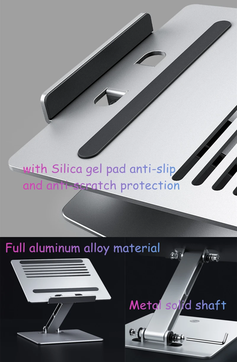 Suporte do Portátil Riser Altura Ajustável de Alumínio Dobrável Tablet Suporte Desktop Notebook Resfriamento Titular para Macbook 1117 Polegada - Imagem 5