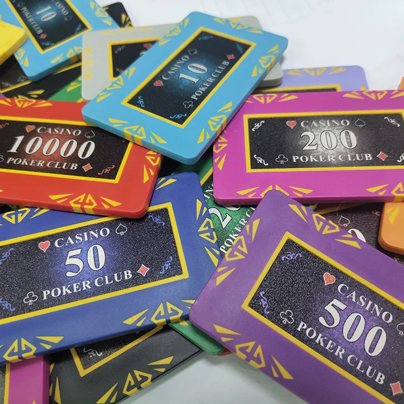 Poker Chips 10 PCS Casino Square Clay Poker Chips Texas Hold'em Baccarat Poker Metal Coins Gaming Chip Set Accessories